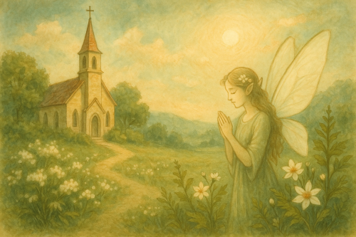 祈る妖精と教会の風景.png