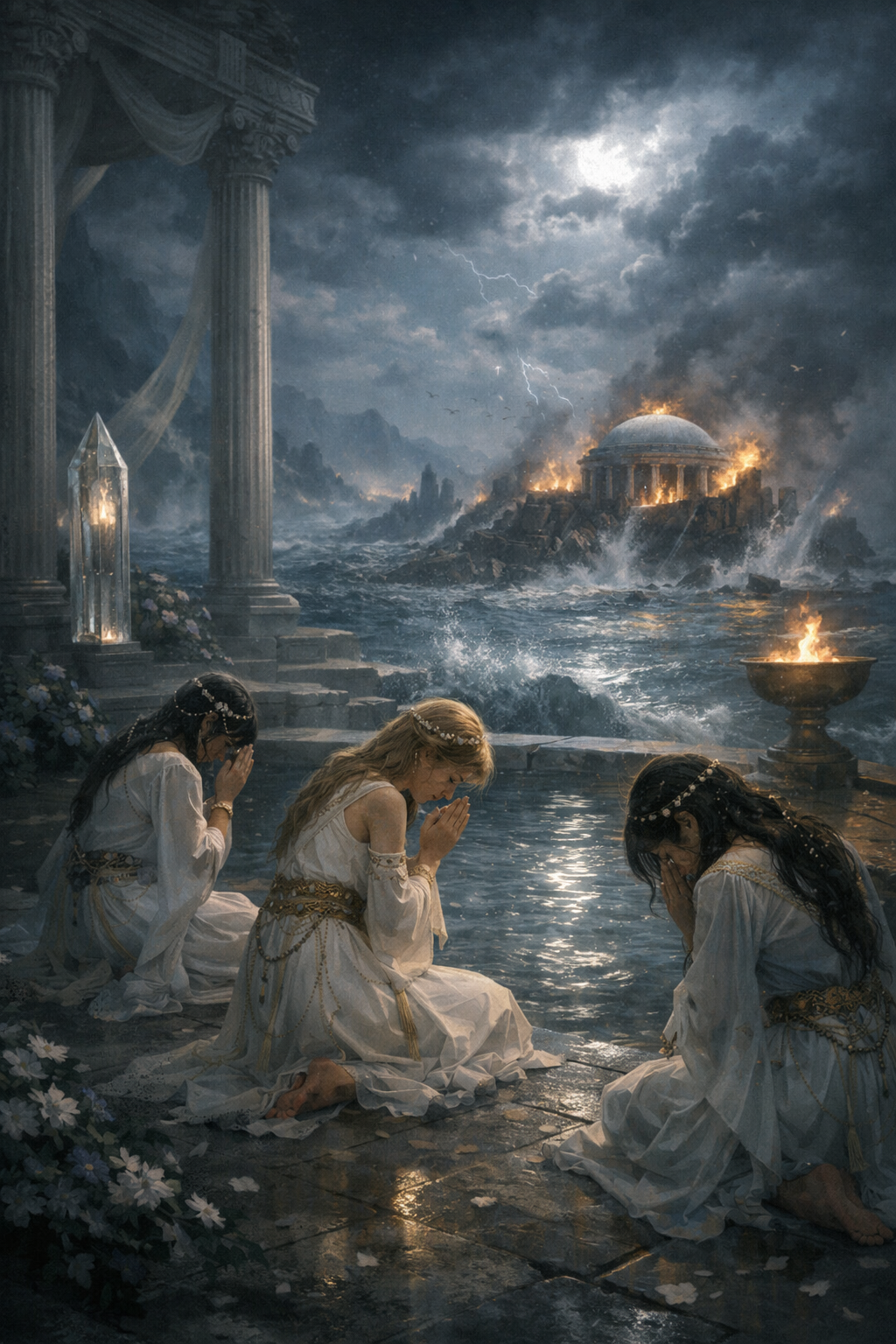 海に沈みレムリアと祈る巫女たち.png