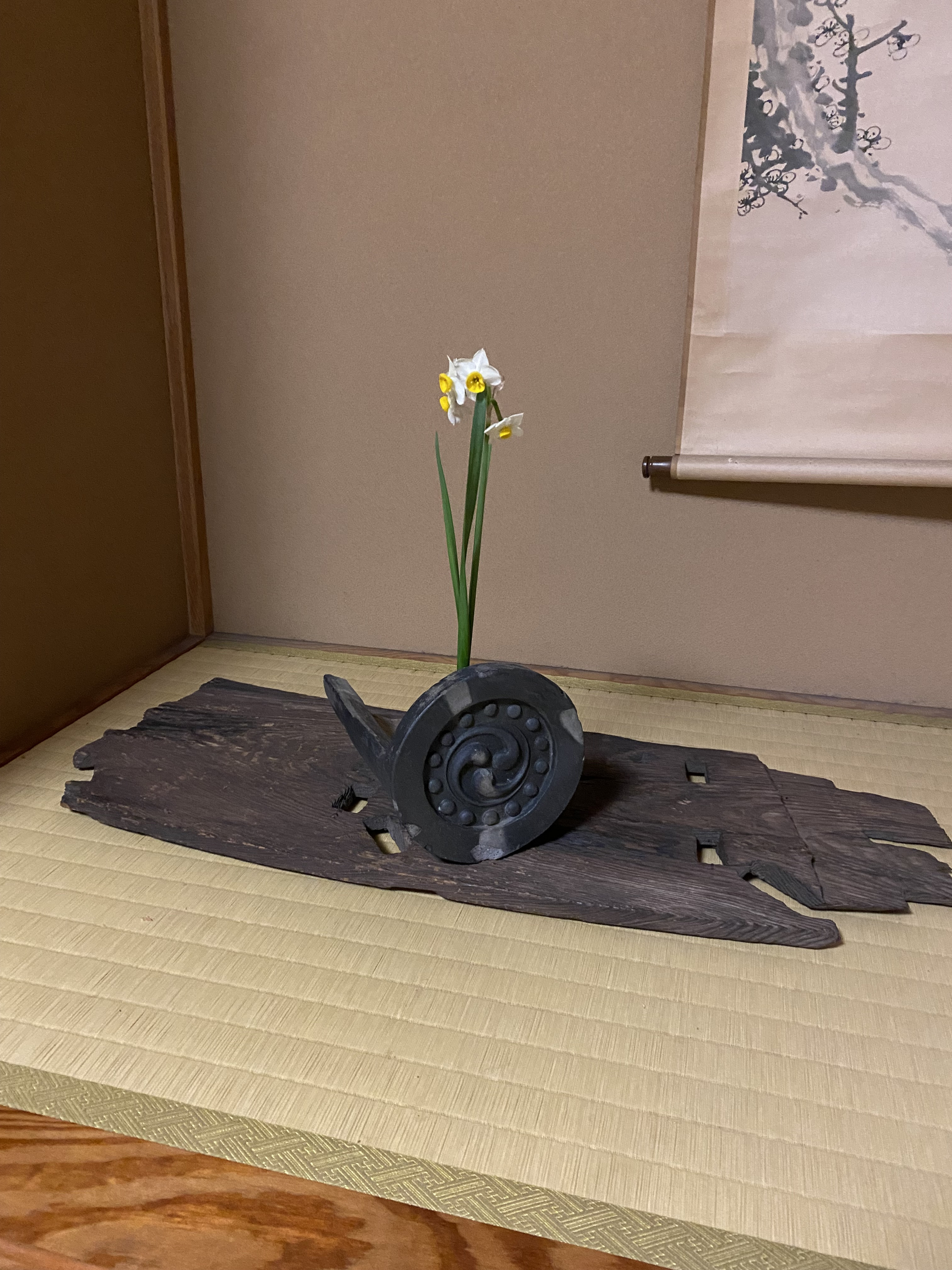 今日の花入れは…