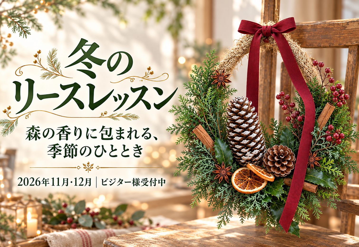 特別企画　森の香りに包まれる冬のリースレッスン