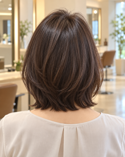 毛流れを整えたヘアスタイルの後ろ姿イメージ