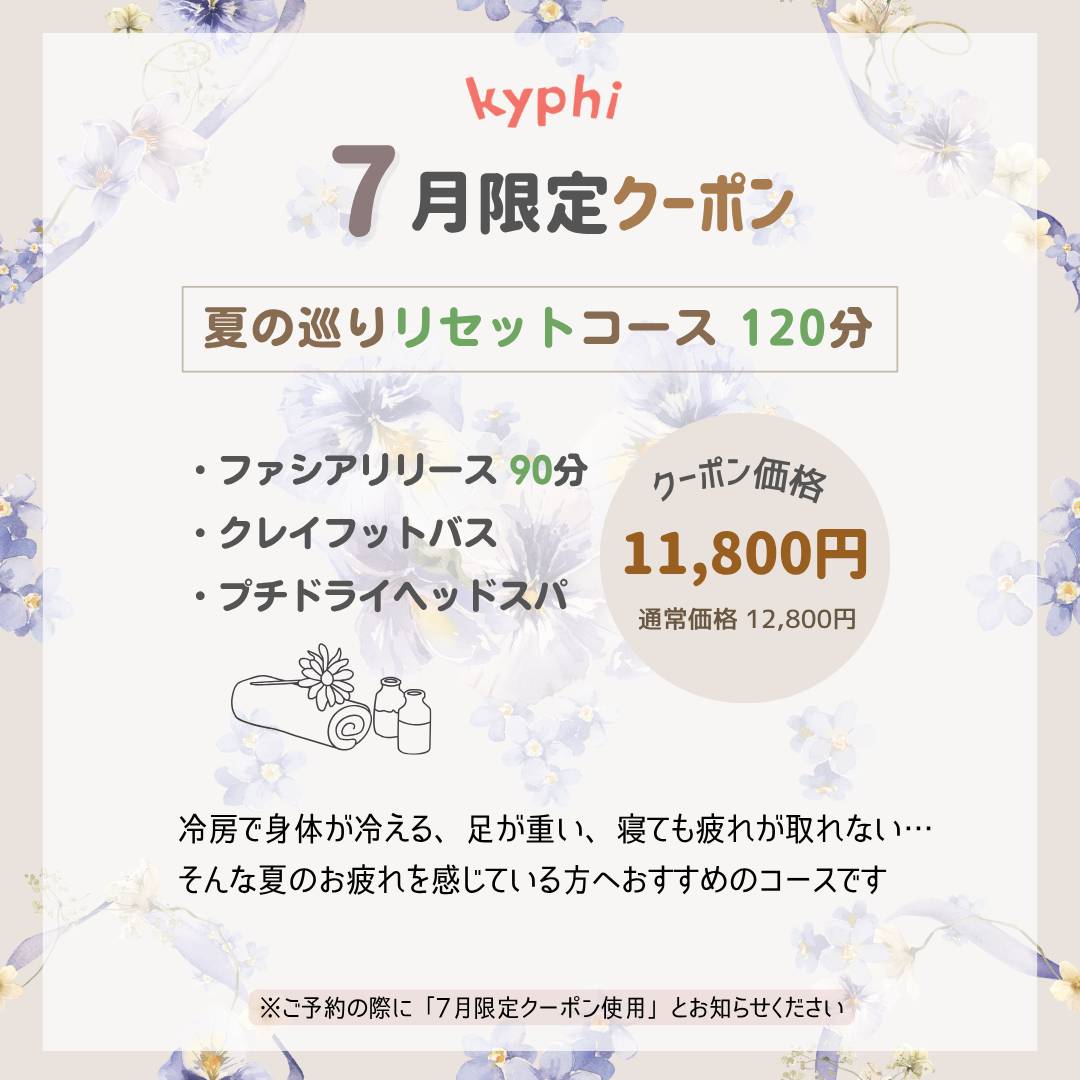 7月のクーポンメニュー