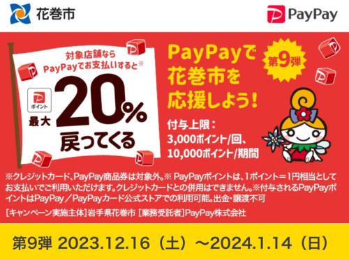 【第9弾がんばれ花巻PayPayキャンペーン】