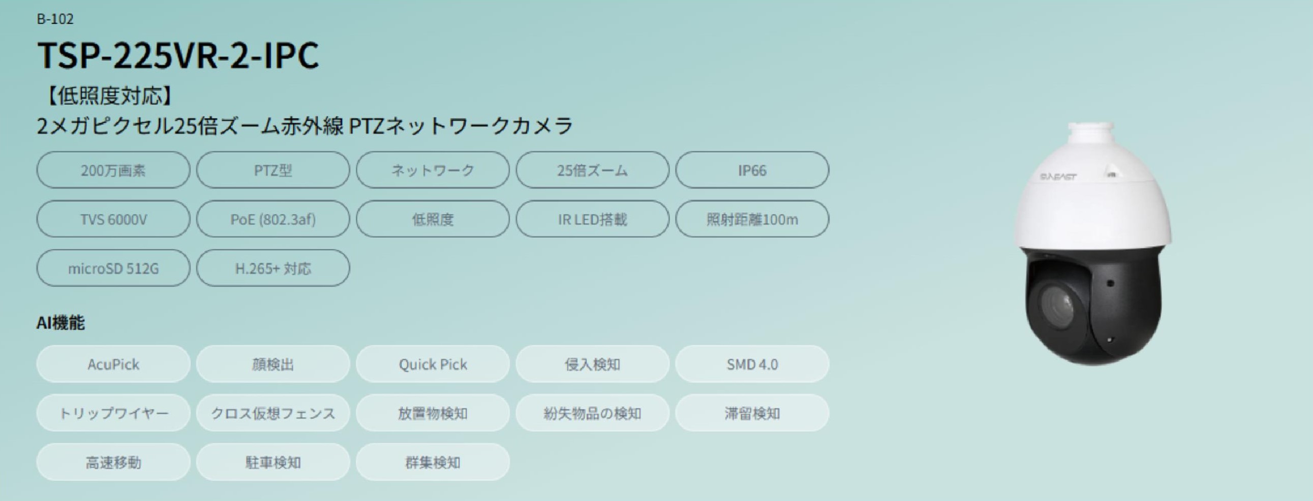 2メガピクセル25倍ズーム赤外線 PTZネットワークカメラ