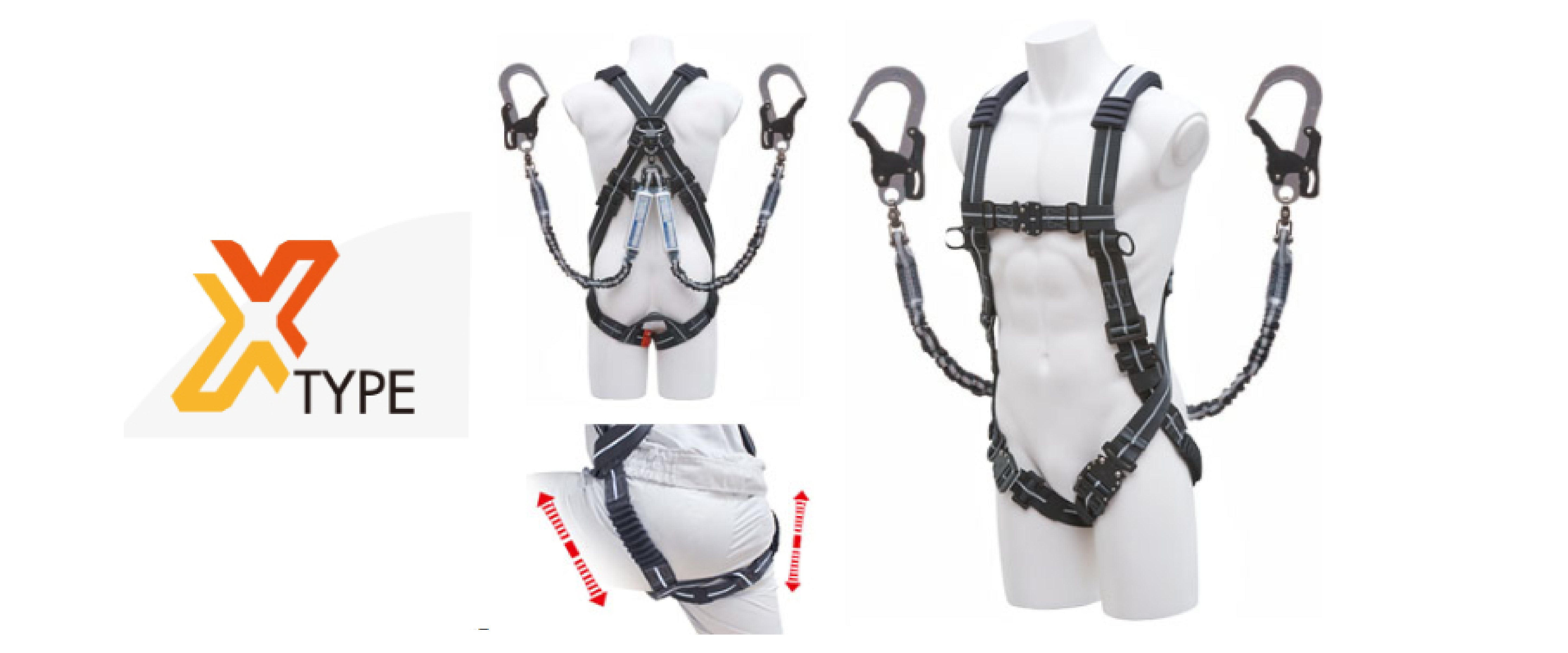 X型じゃばらストレッチフルハーネス ＋ダブルじゃばらランヤード　XVGSLJPWS2