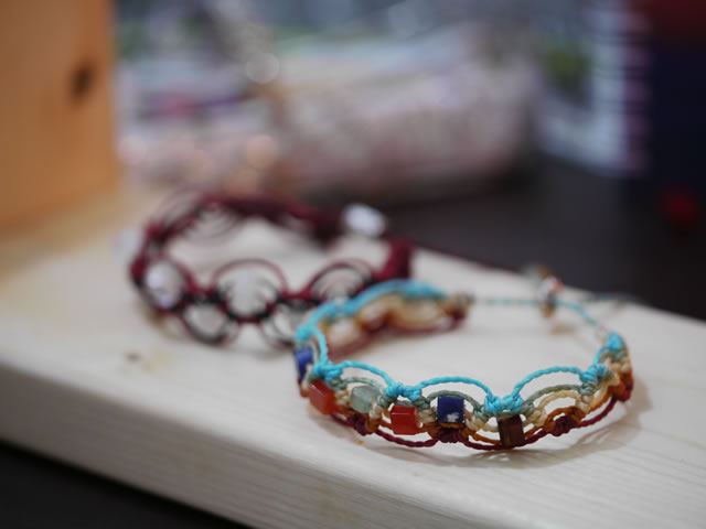 天然石マクラメ編みブレスレット手作り教室レベル2（巻き結び