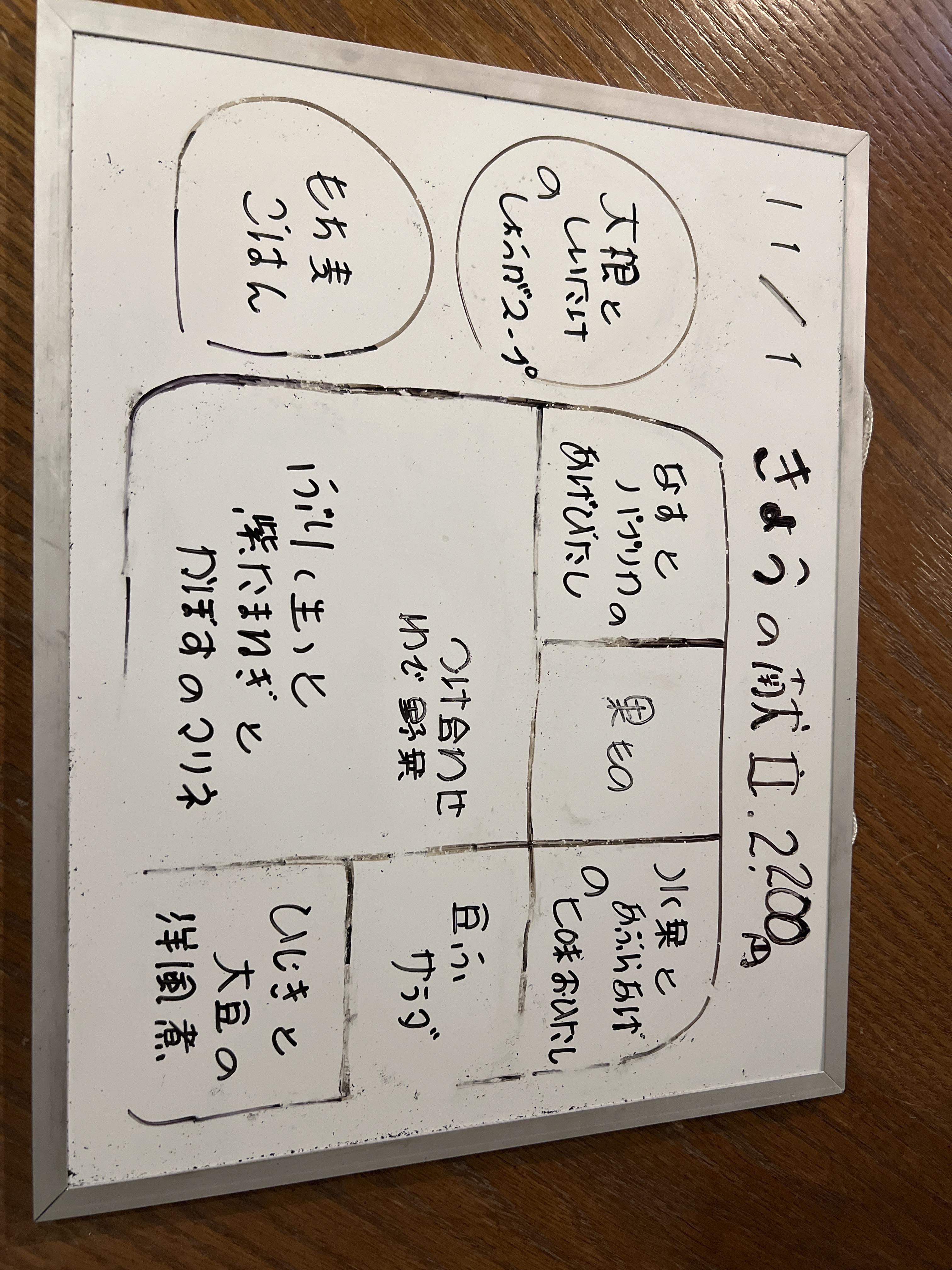11/1（土）　今日の献立 （夜）