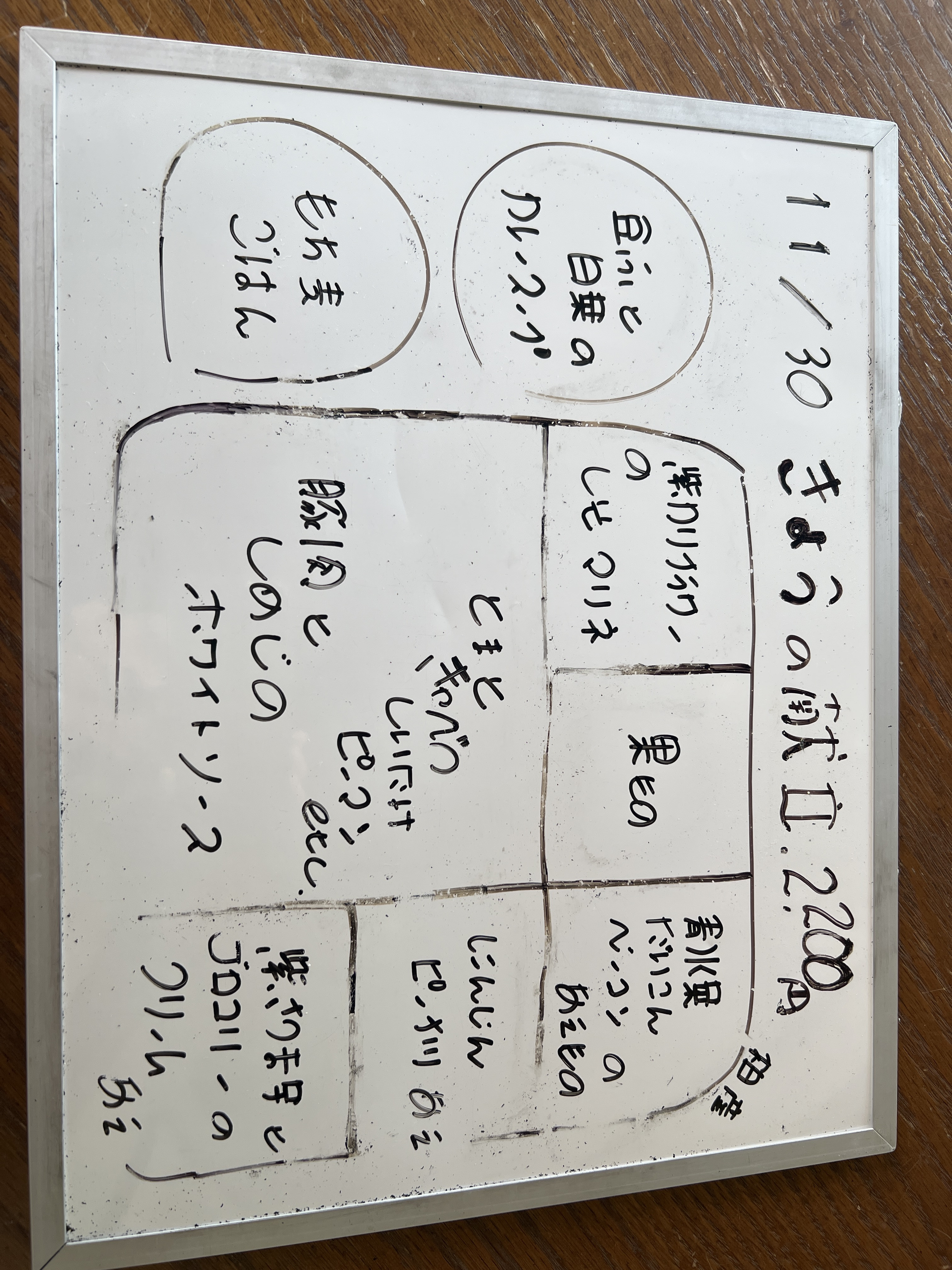 11/30（日）　今日の献立 （昼）夜）