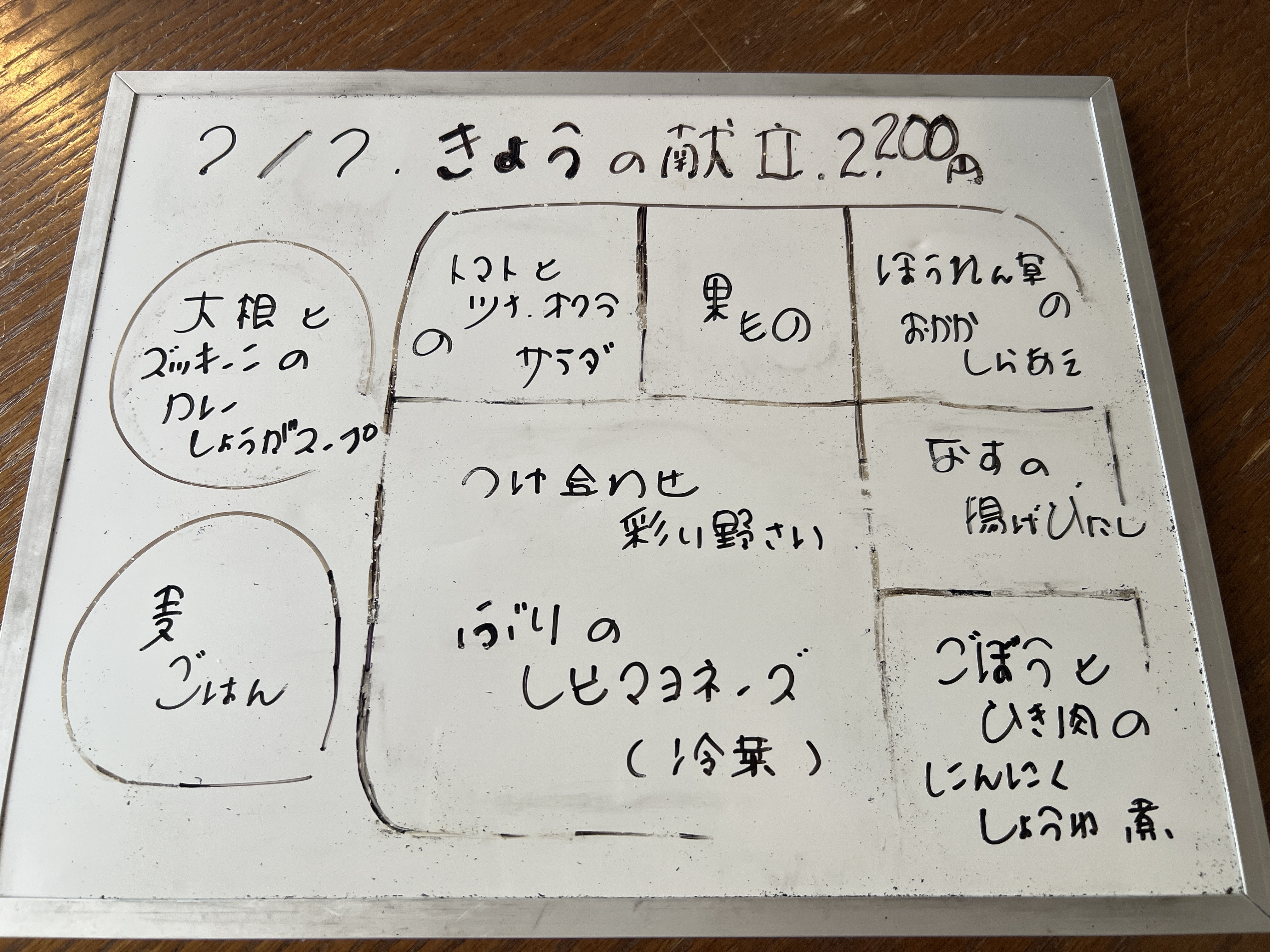 7/7（火）　今日の献立　（昼）夜）