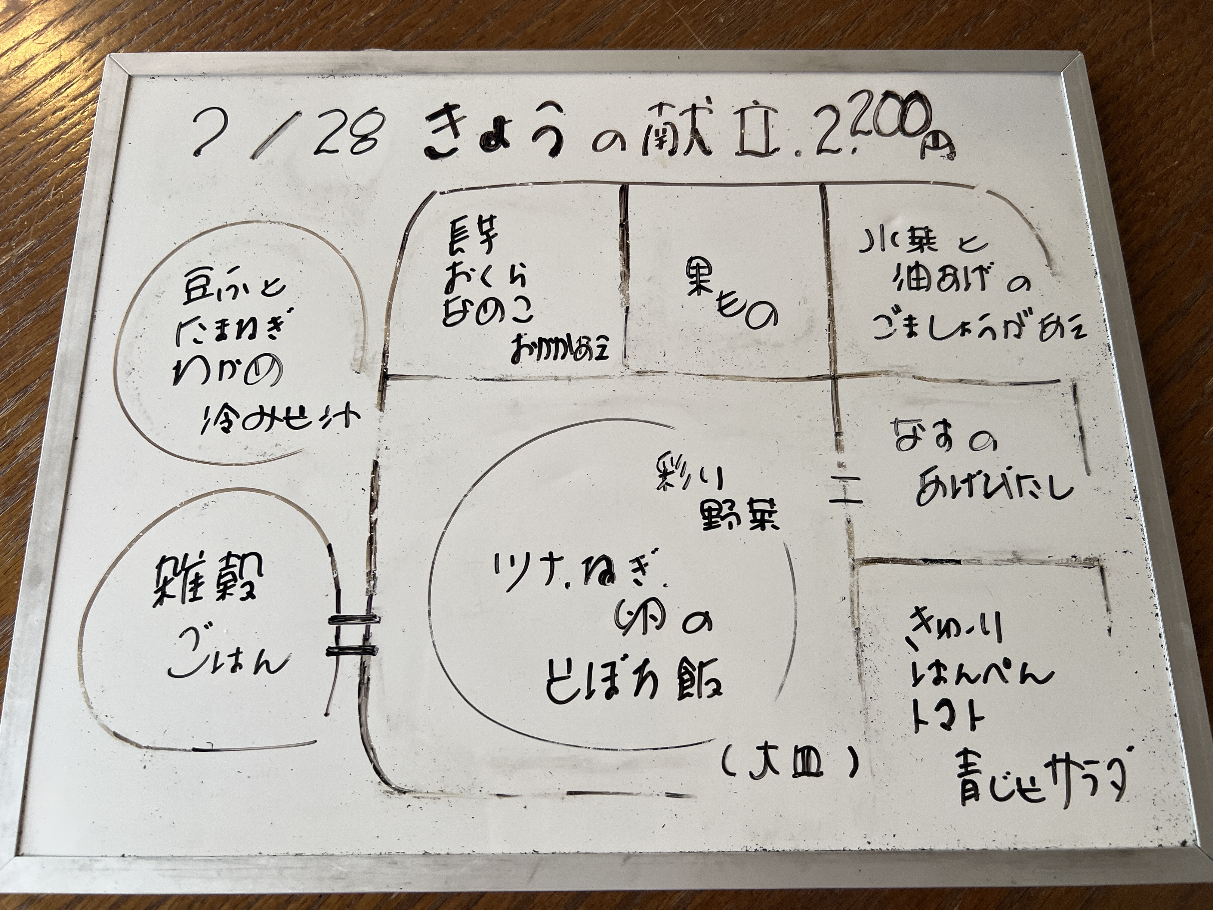 7/28（火）　今日の献立　（昼）夜）
