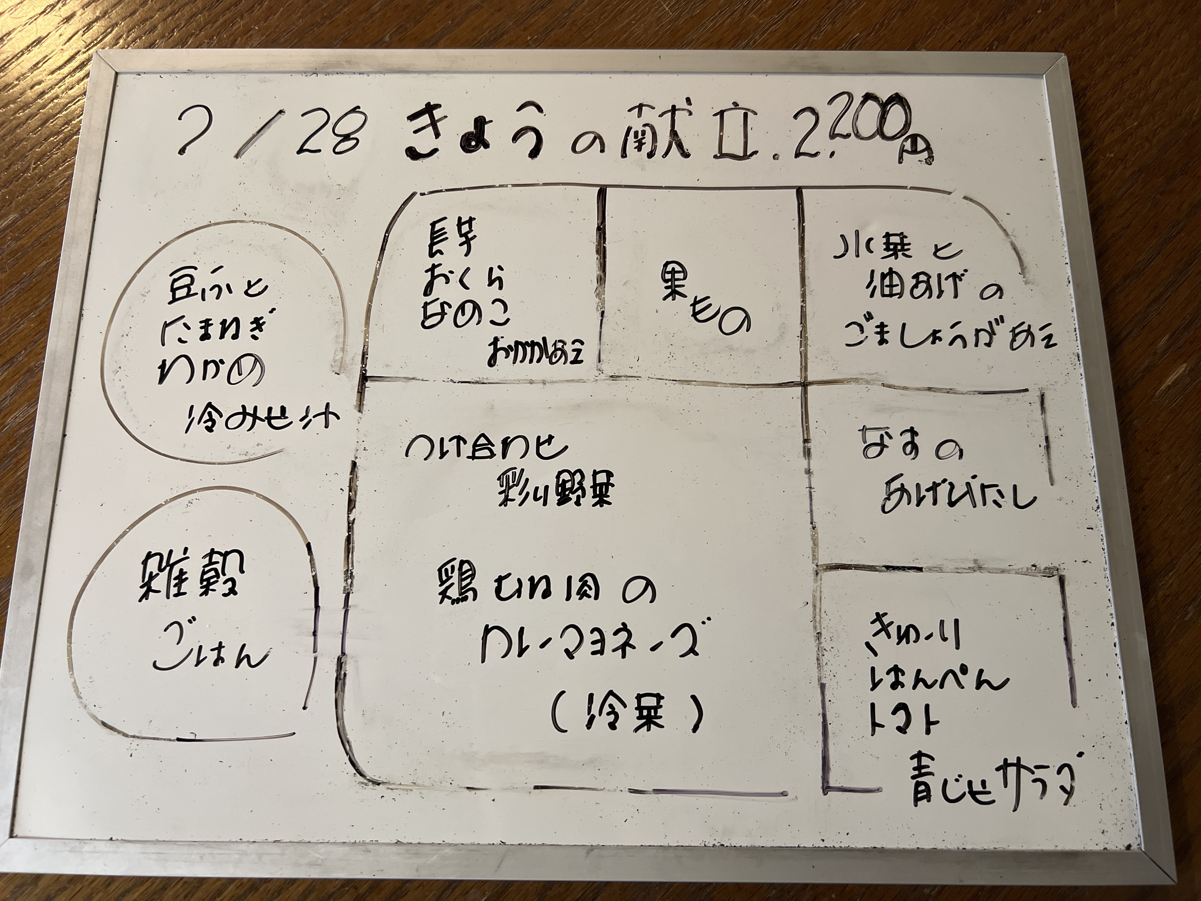 7/28（火）　今日の献立　（昼）夜）