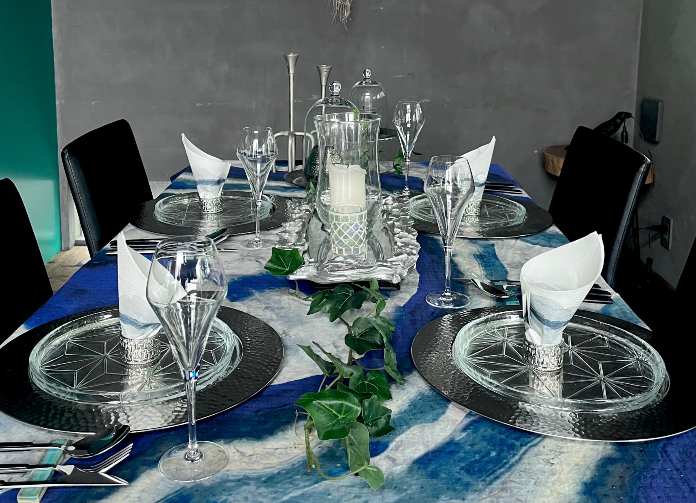 At an artistic table