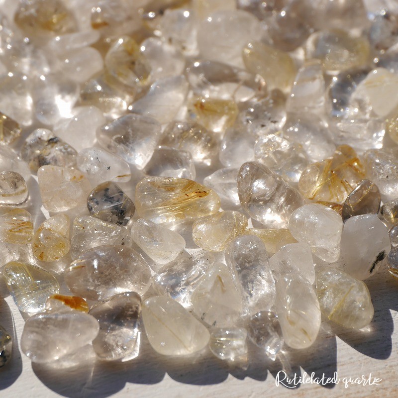 天然石ルチルクォーツ(ブラジル産)さざれ石 約30g分詰合せ約5～12mm 穴なし 金針水晶