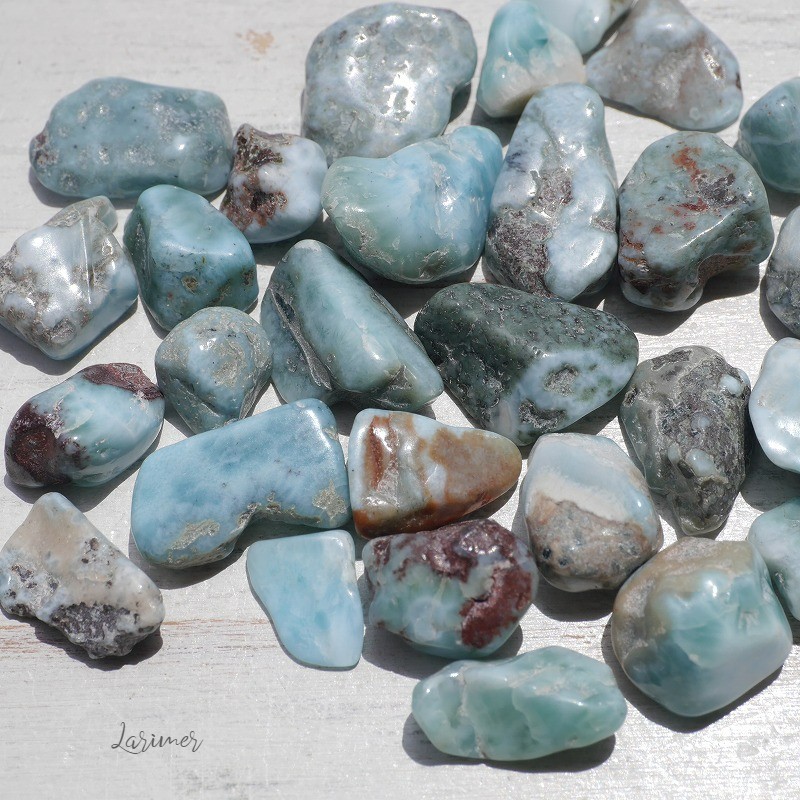 天然石ラリマー(ドミニカ共和国産)約45g分詰合せ 約10～20mm穴なし 中～大粒さざれ石