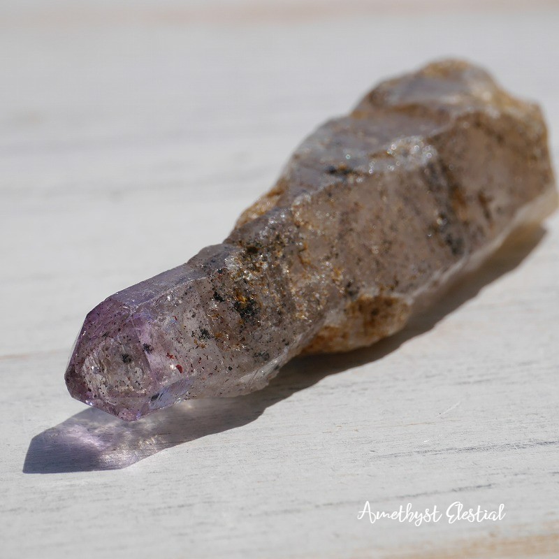 天然石シャンガーンアメジスト約20.2g約63×19mm(ジンバブエ チブク鉱山産)アメジストエレスチャル原石ナチュラル紫水晶ポイント結
