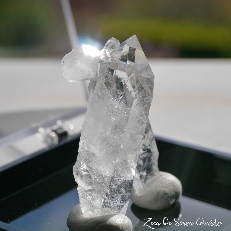 天然石 約8g ケース高さ約52mm 水晶クラスター(ゼカ・デ・ソウザ産)ラベル付き 透明クリスタル結晶原石