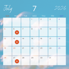 青 白 シンプル 2026年7月 営業カレンダー instagram投稿 正方形 - 1.png