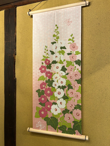 手ぬぐい「タチアオイの咲く頃」