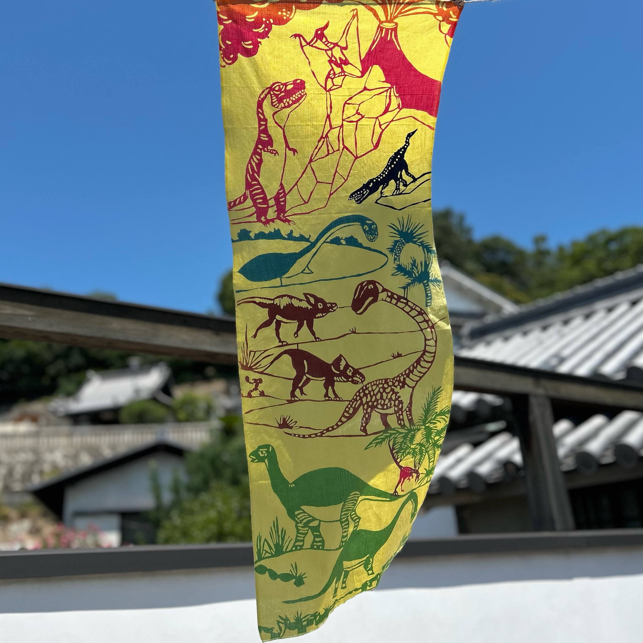 手ぬぐい「七色恐竜図」