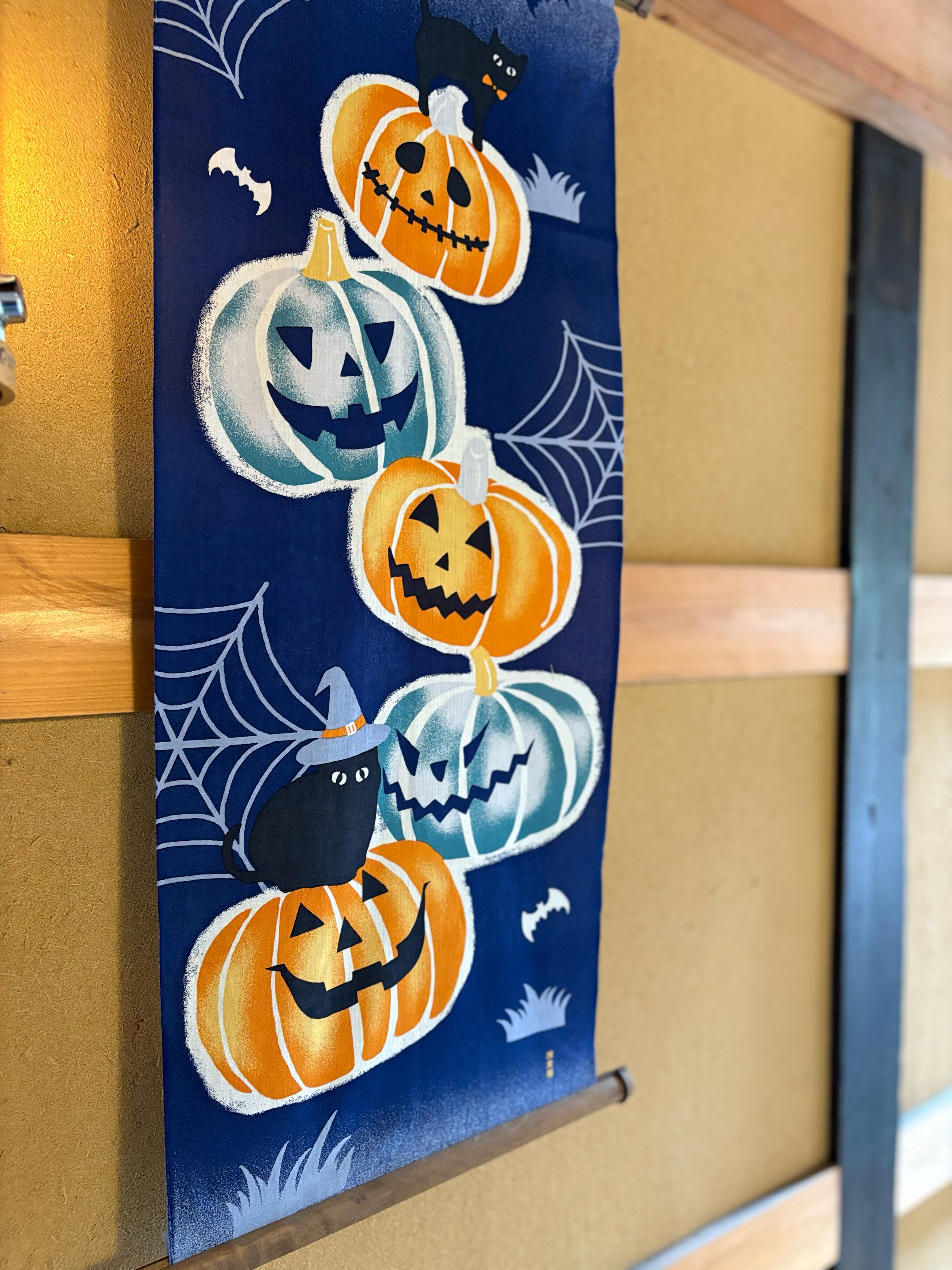 絵手ぬぐい「黒猫ハロウィン」