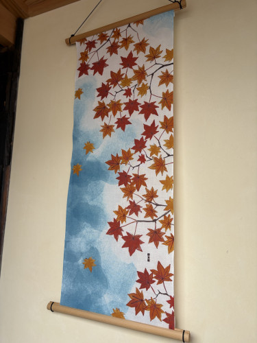 絵手ぬぐい「秋晴れ紅葉」