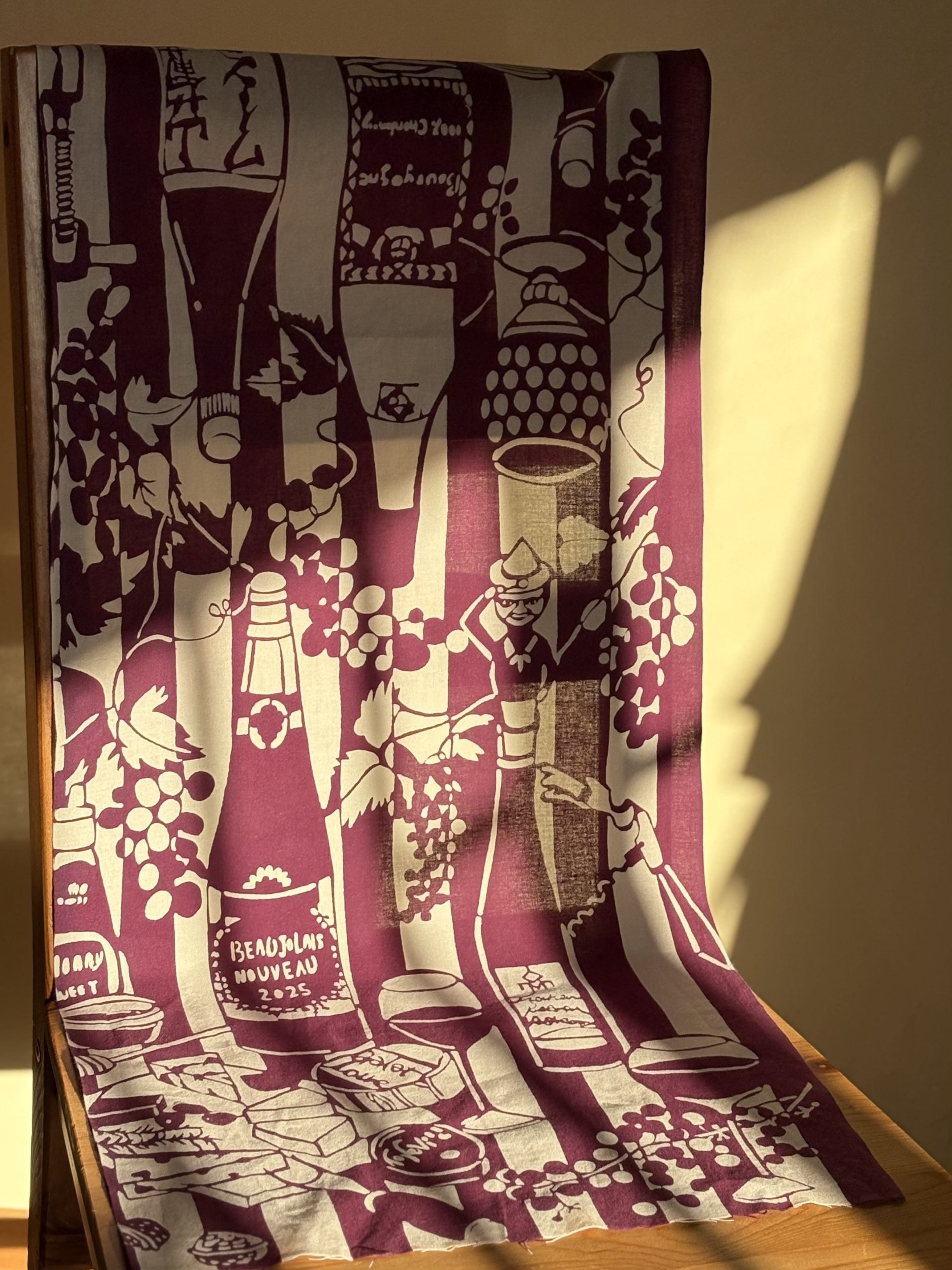 手ぬぐい「わいんわいん」ルビー色