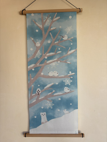 絵手ぬぐい「雪あそび」