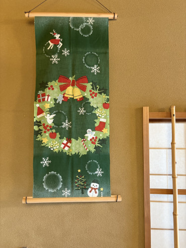 絵手ぬぐい「クリスマスリース」
