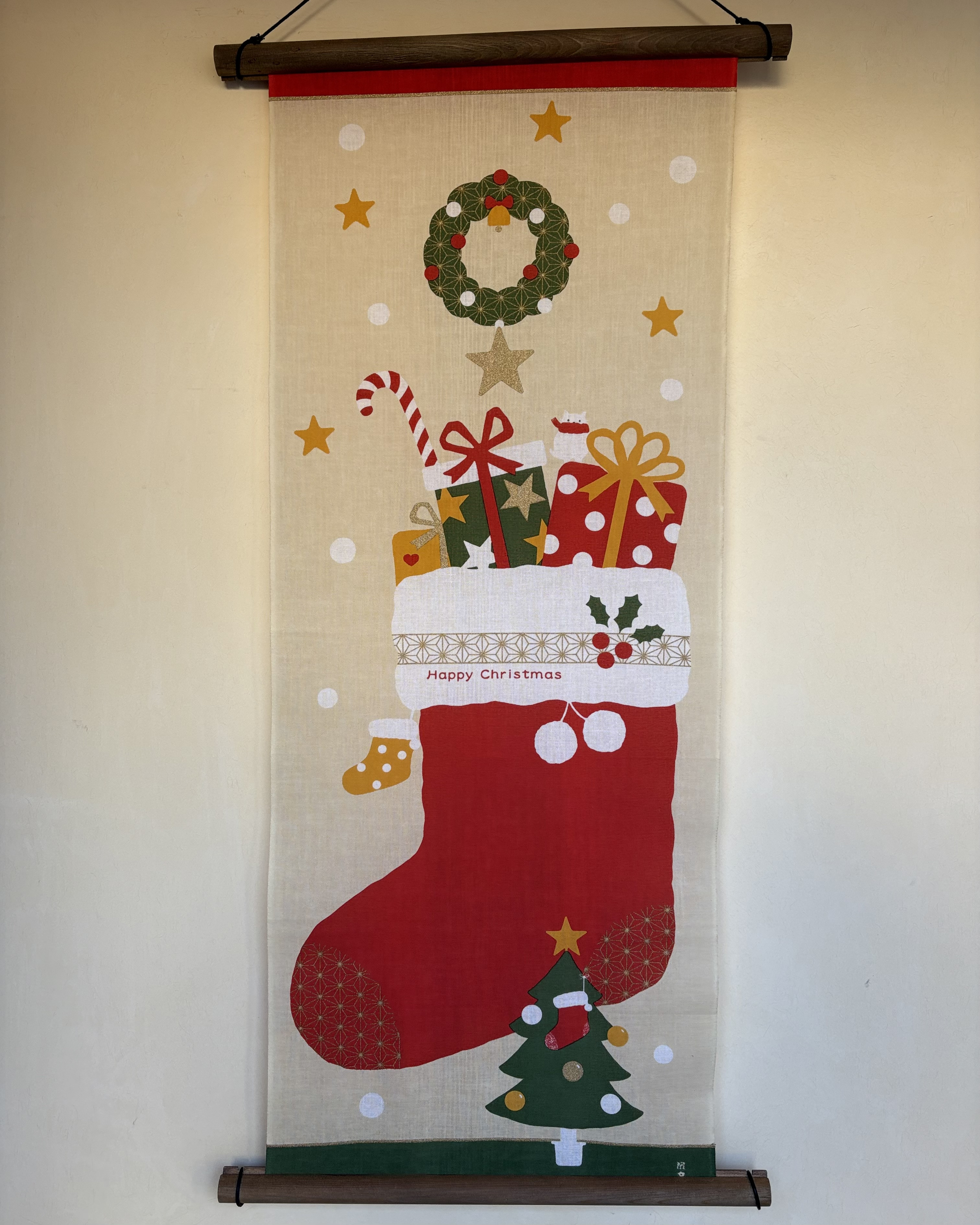 絵手ぬぐい「ハッピィクリスマス」