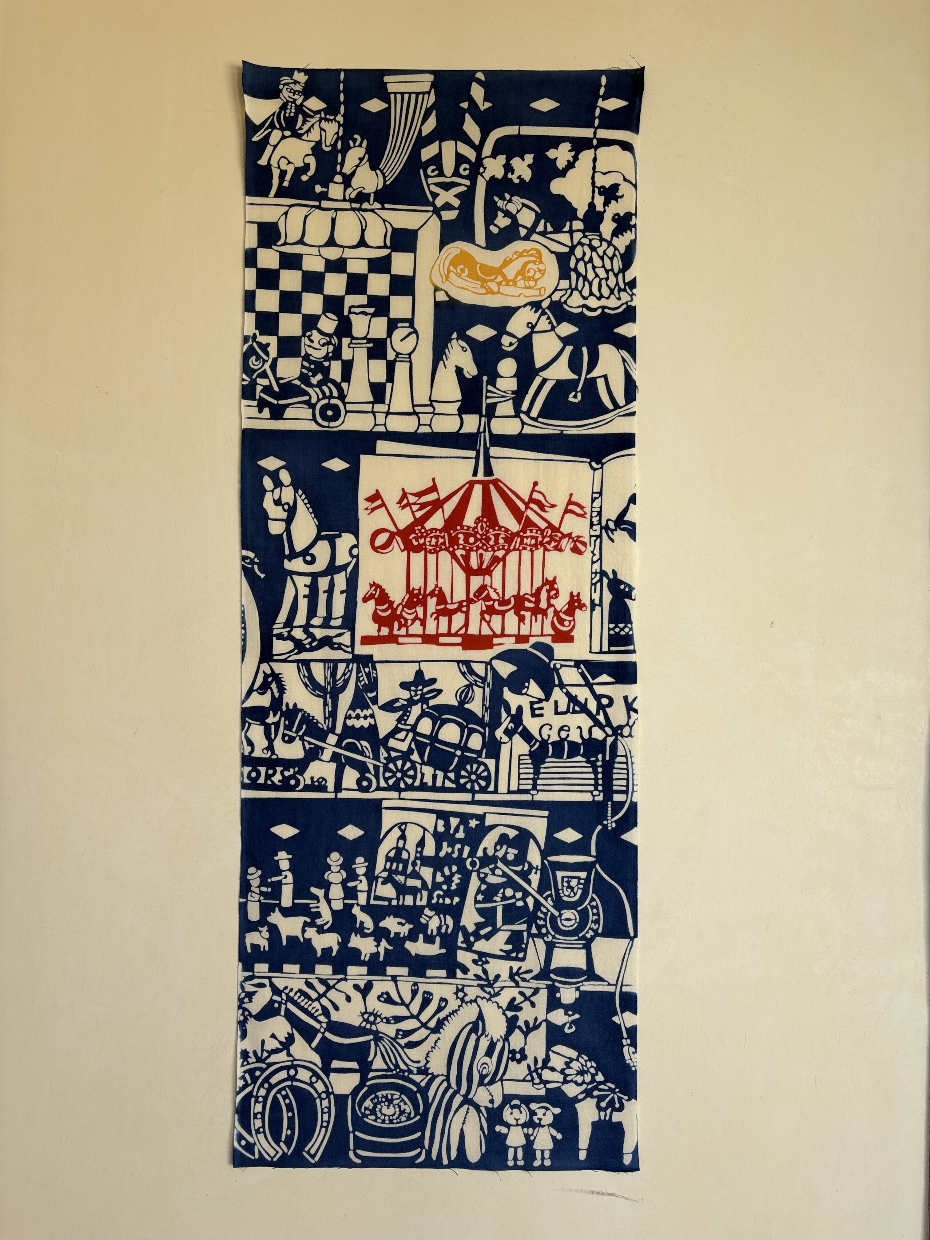 手ぬぐい「メリーゴーランド」青