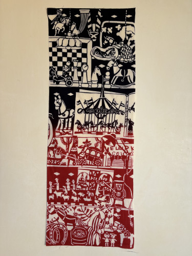 手ぬぐい「メリーゴーランド」赤黒