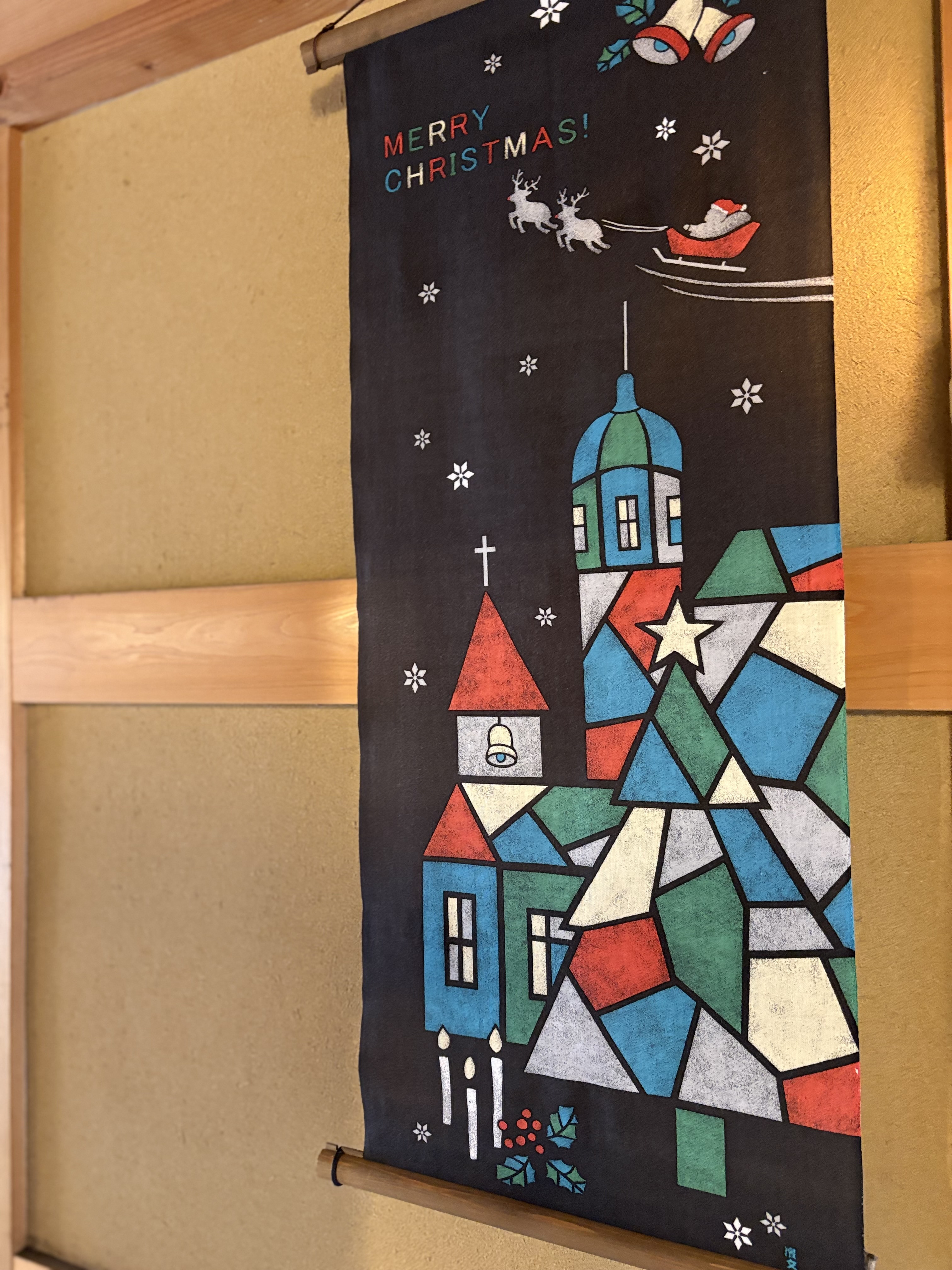 絵手ぬぐい「聖夜の灯り」