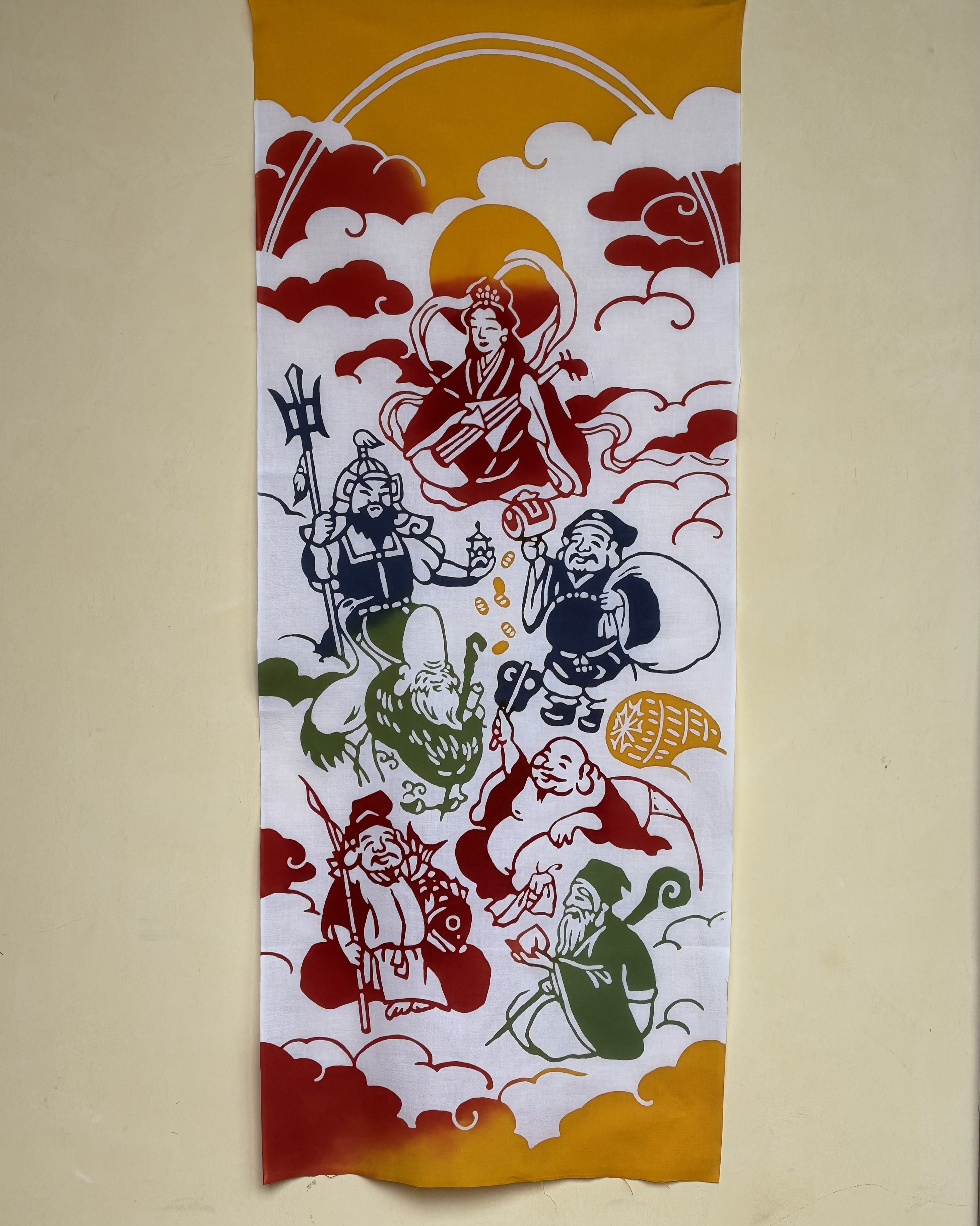 手ぬぐい「金雲に七福神」