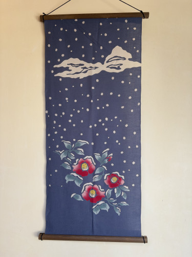 手ぬぐい「雪割椿」