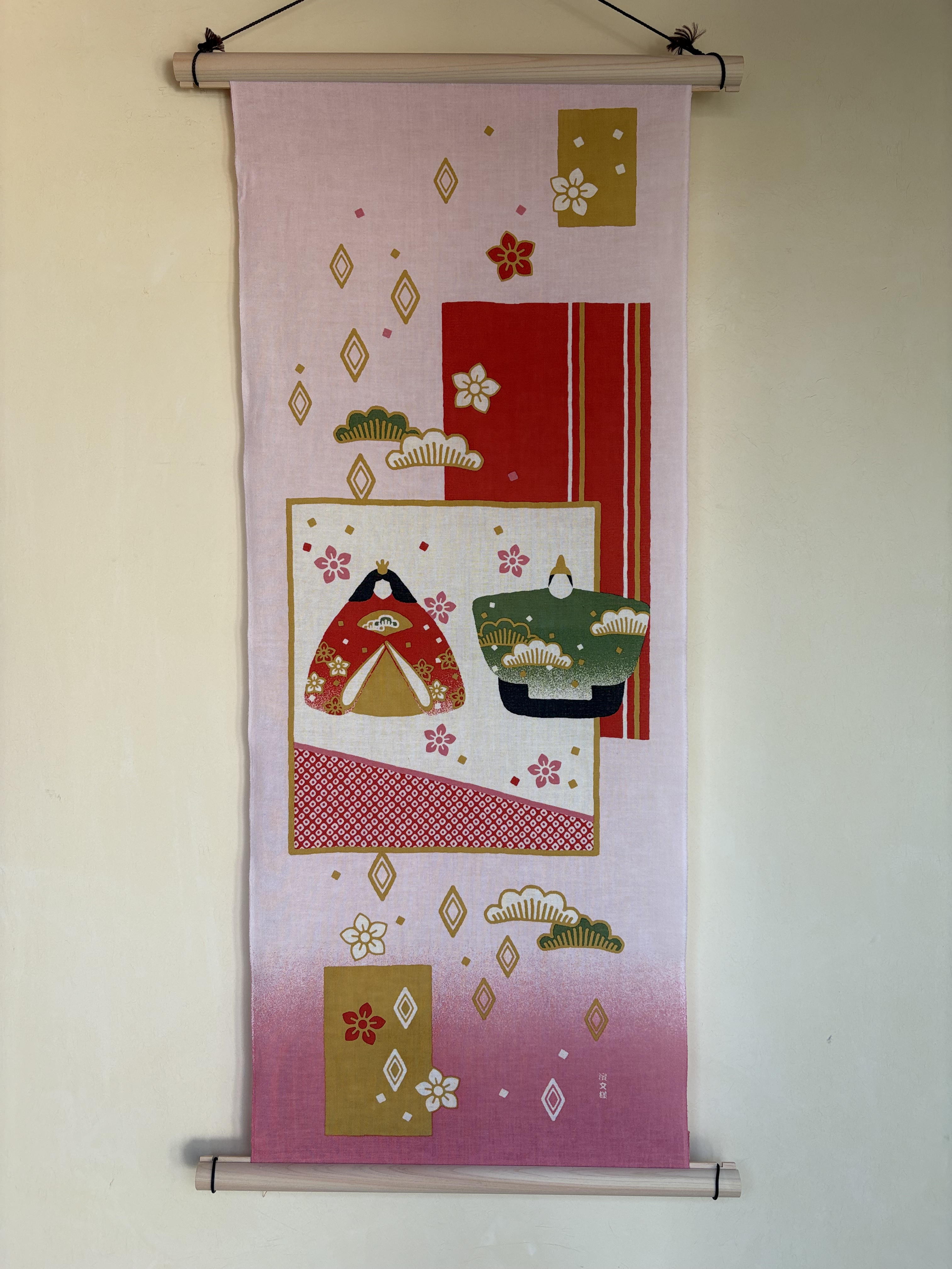 絵手ぬぐい「千代紙雛」