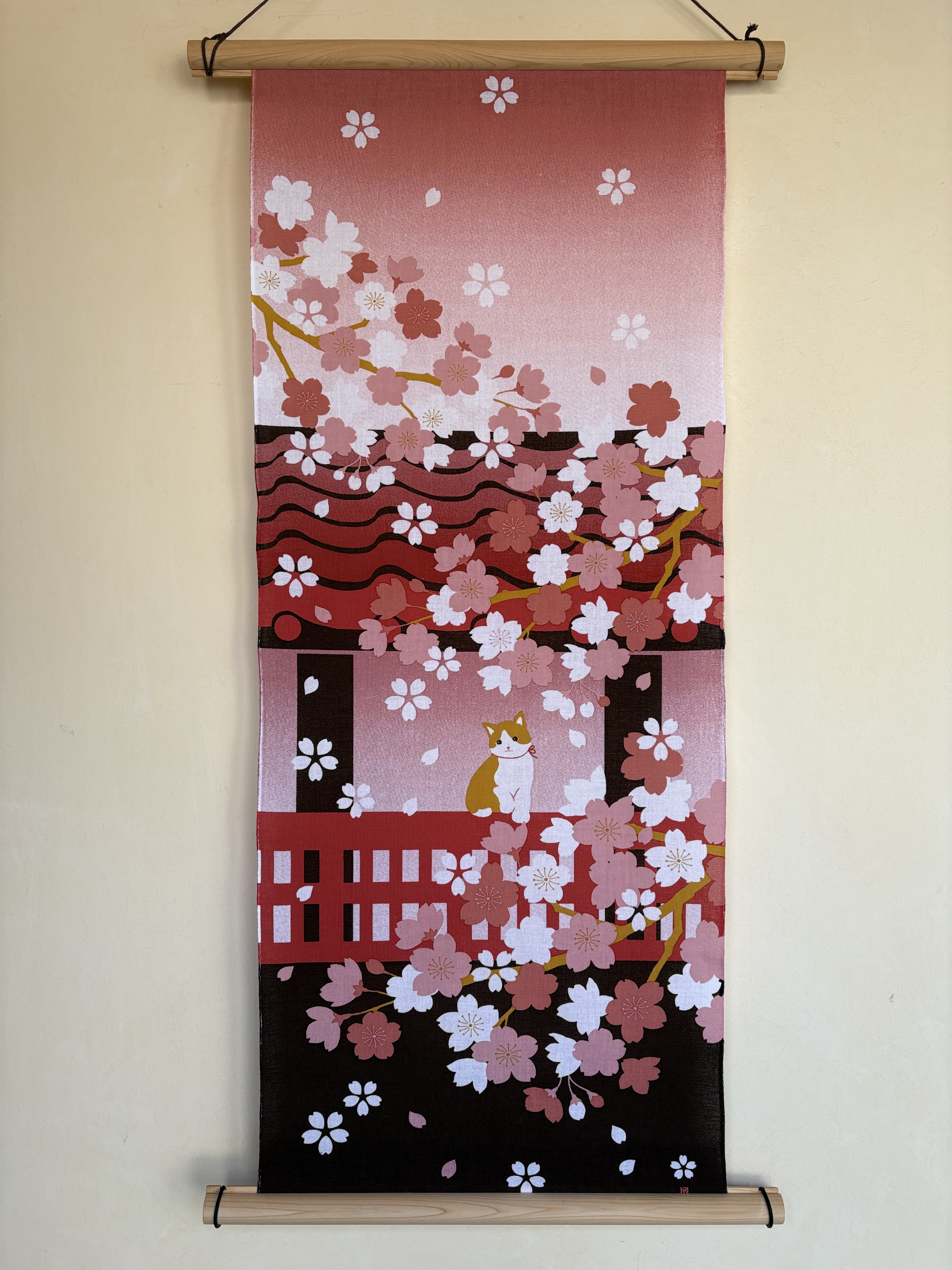 絵手ぬぐい「お花見ねこ春爛漫」