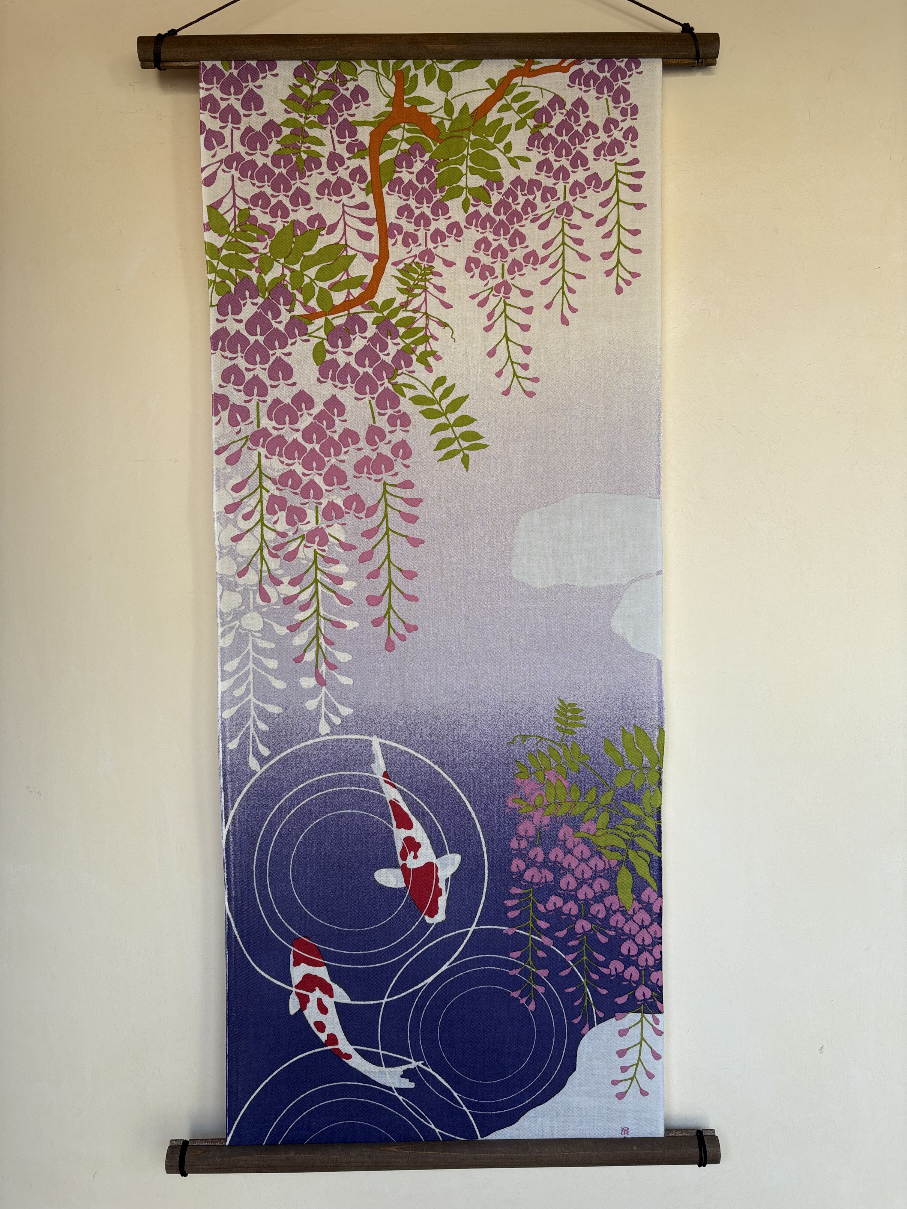 絵手ぬぐい「しだれ藤と波紋」