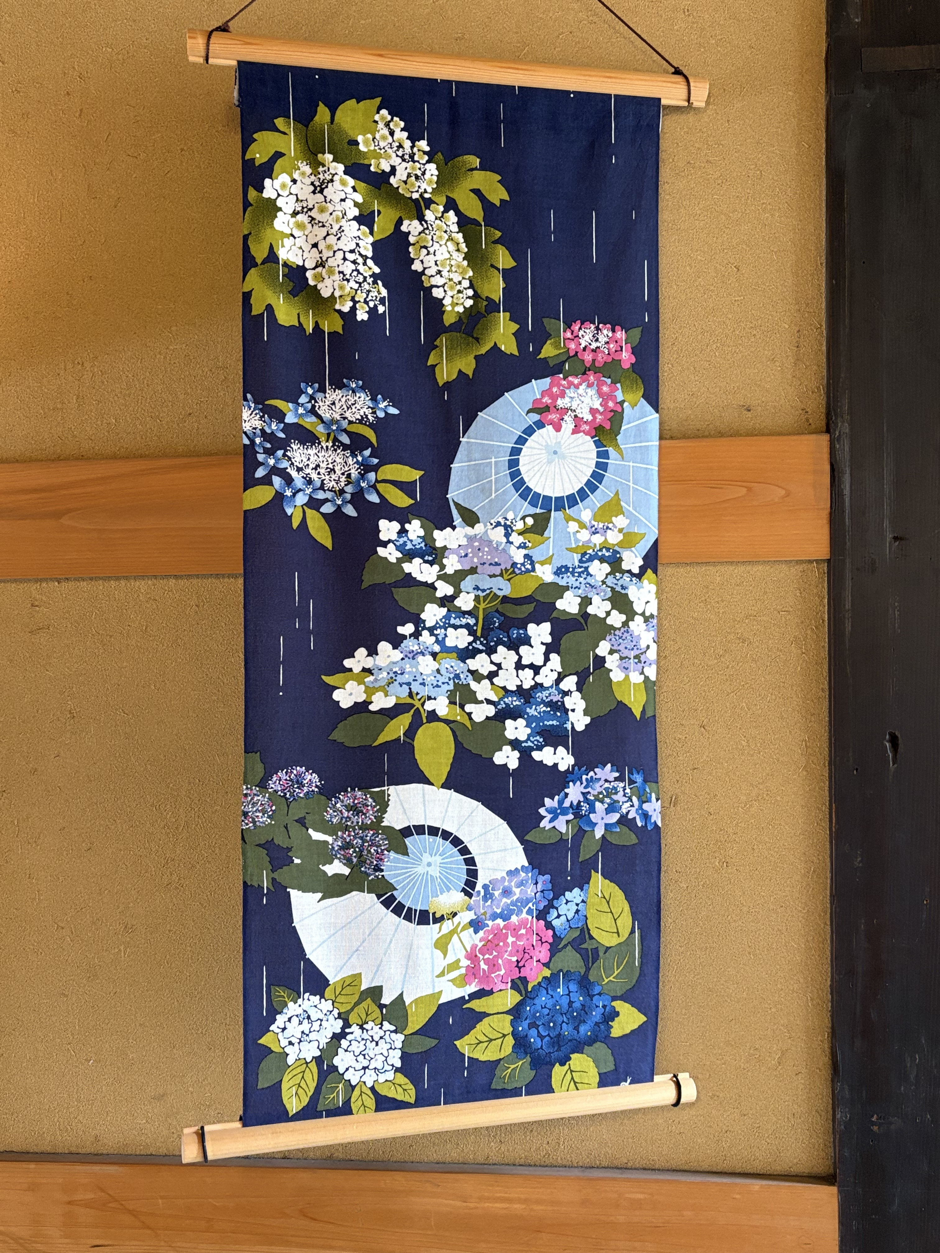絵手ぬぐい「五月雨に紫陽花」