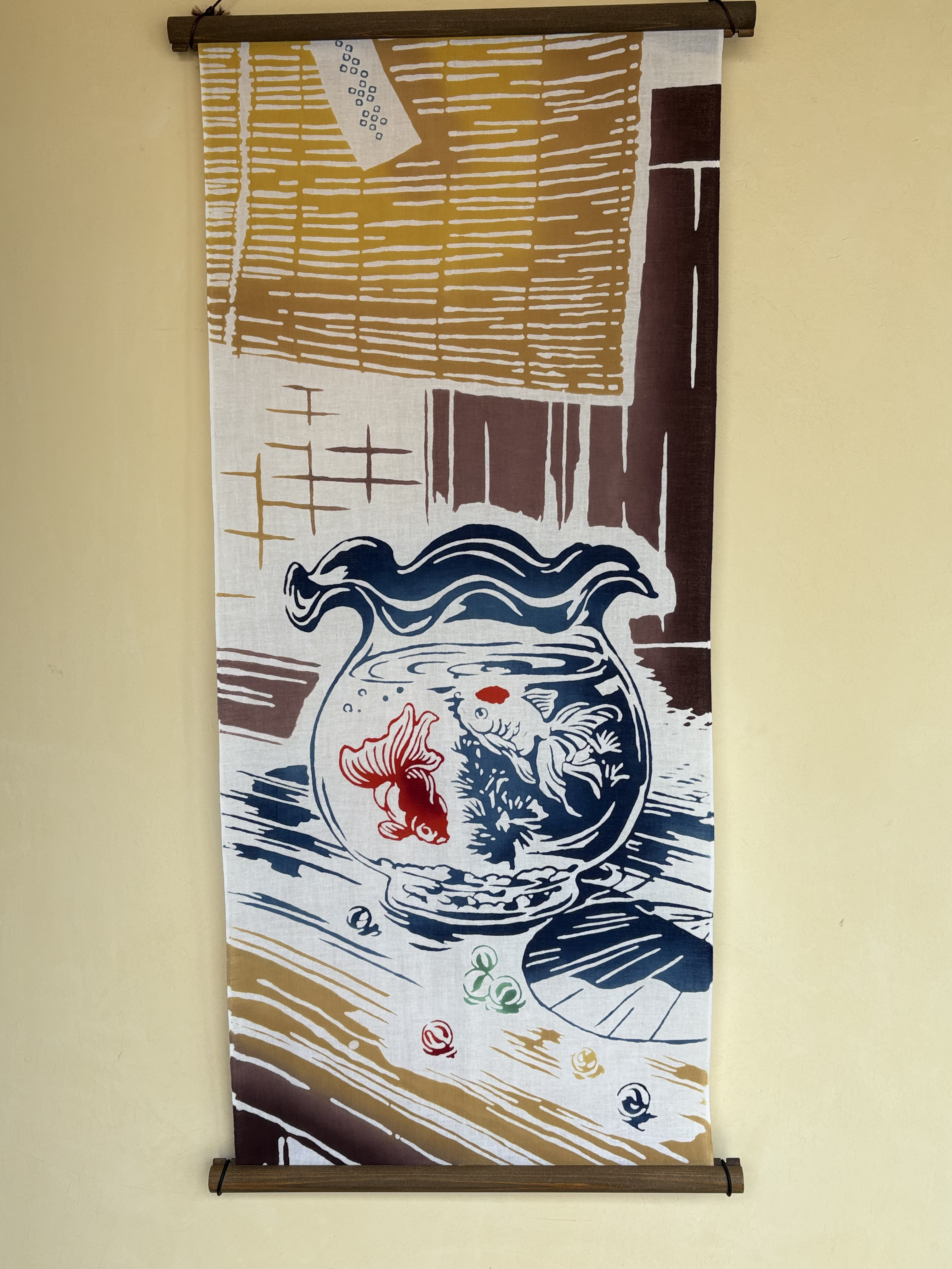 手ぬぐい「縁側に金魚鉢」