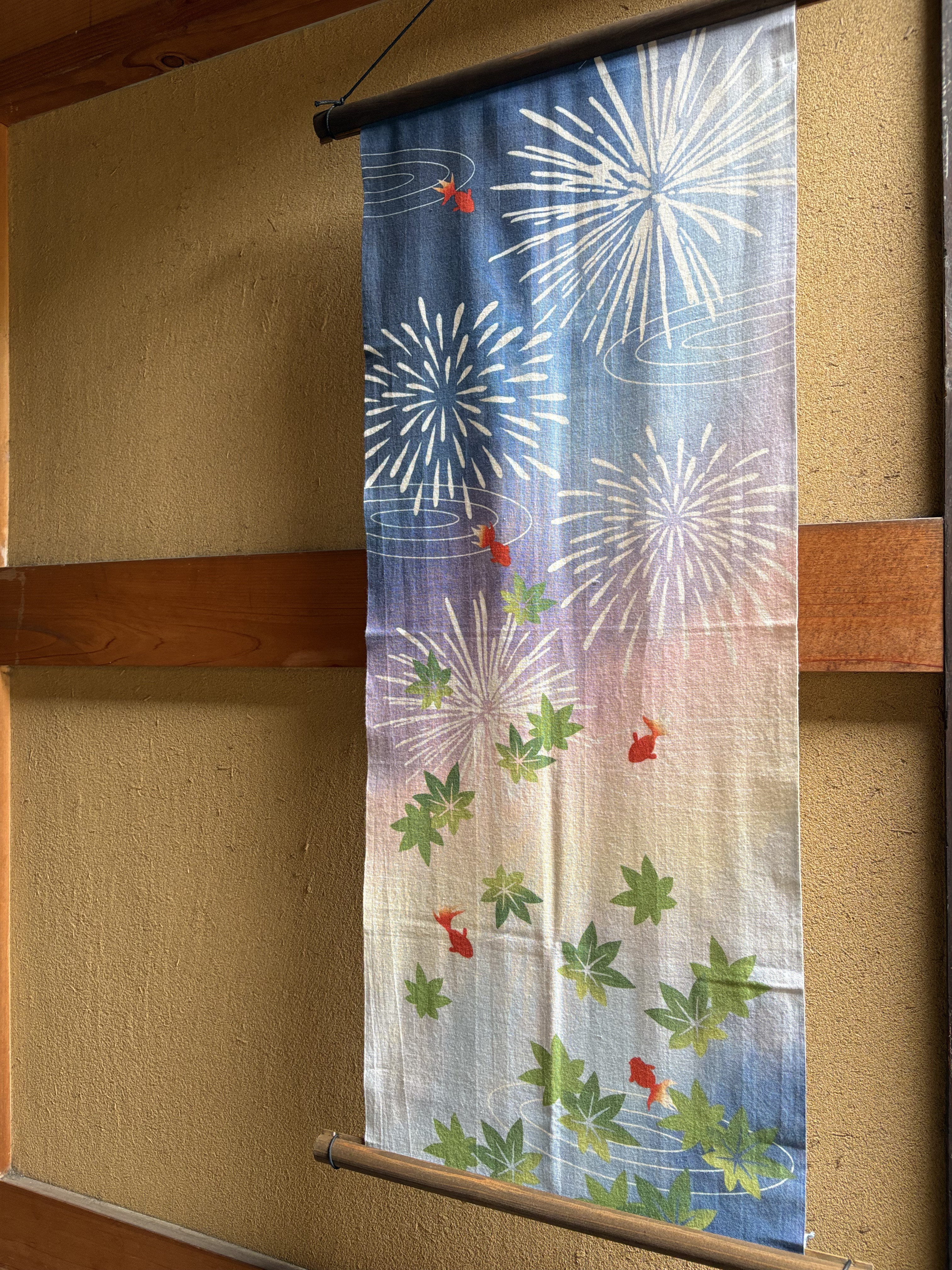 絵手ぬぐい「金魚の夢花火」