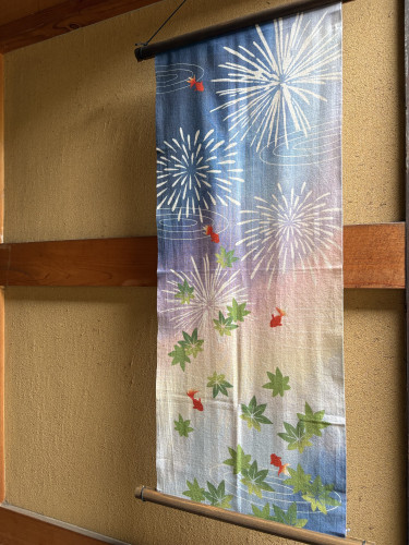 絵手ぬぐい「金魚の夢花火」
