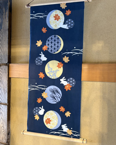 絵手ぬぐい「月うさぎの秋あそび」