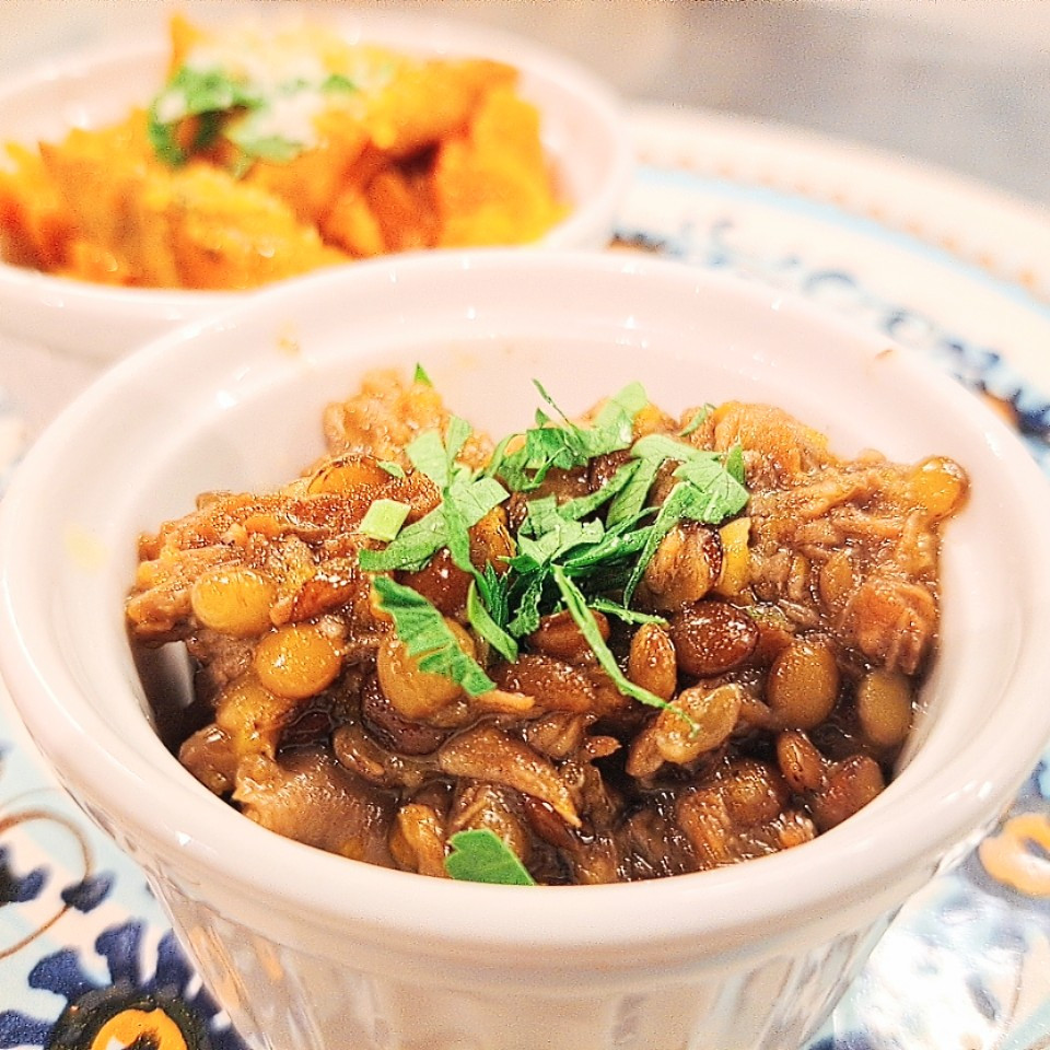 レンズ豆と牛スジ肉の煮込み