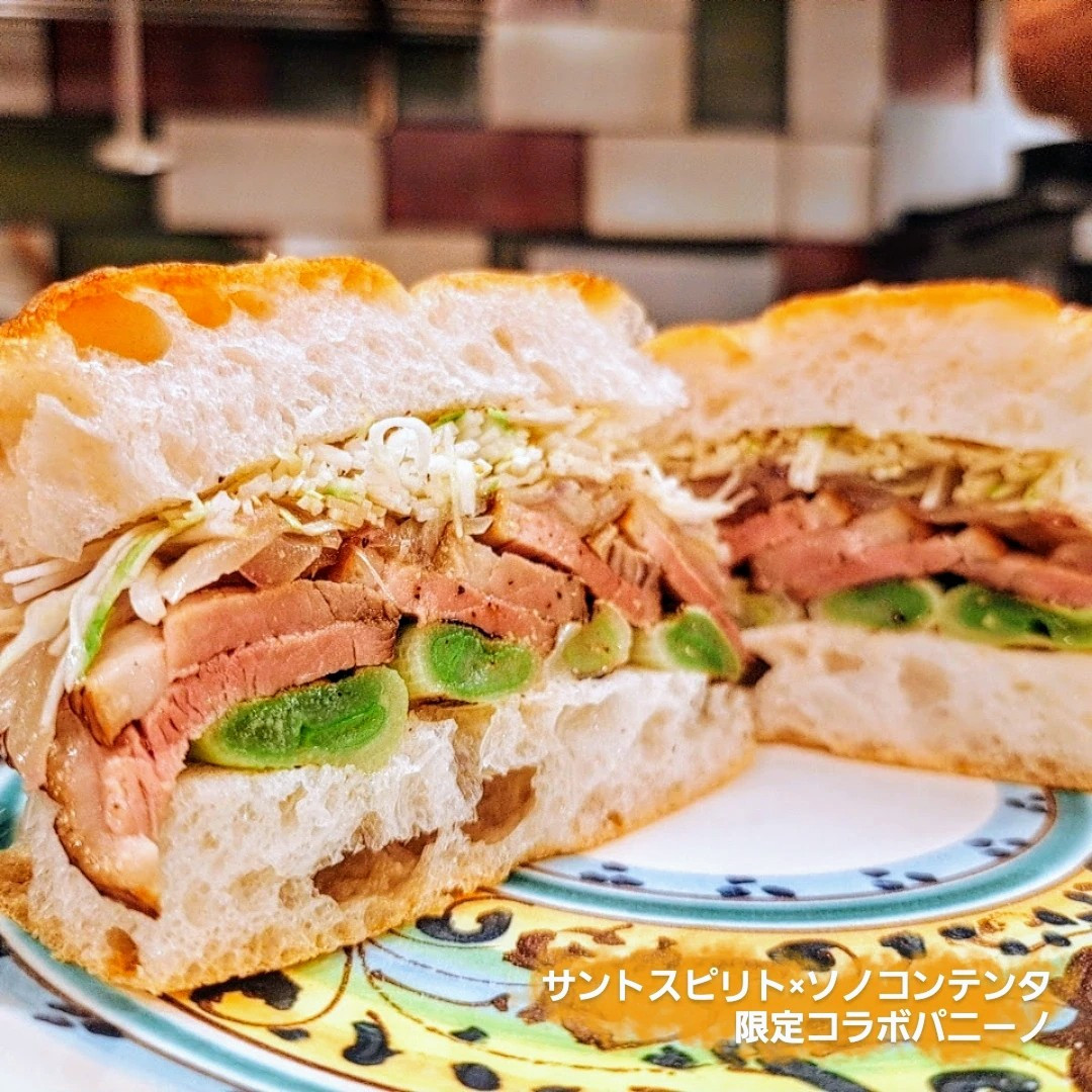 あいち鴨の燻製とネギ&コールスローのパニーノ