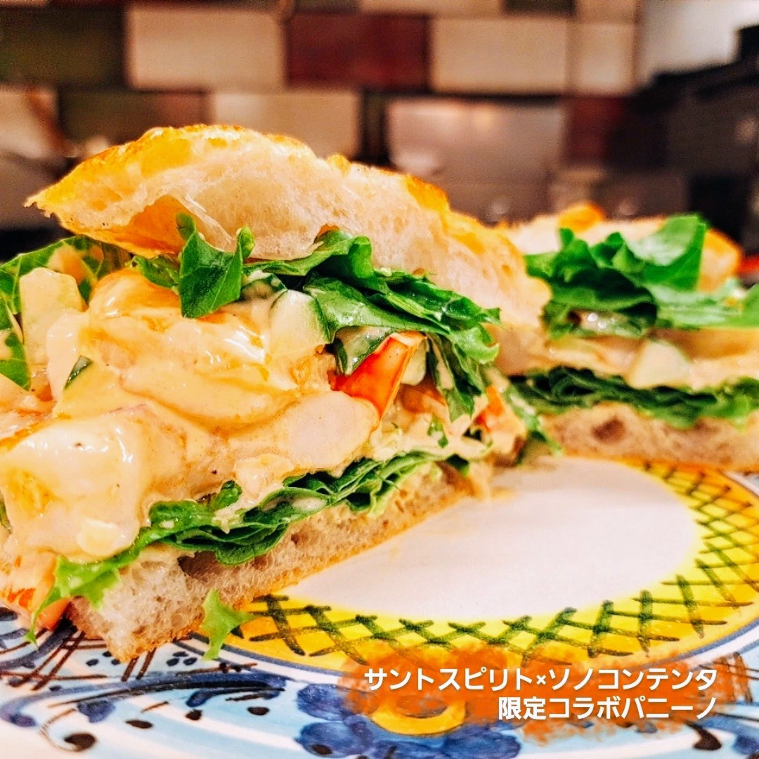 【限定コラボパニーノ】海老とアメリケーヌ(海老ソース)＋カクテル野菜&自家製マヨネーズ