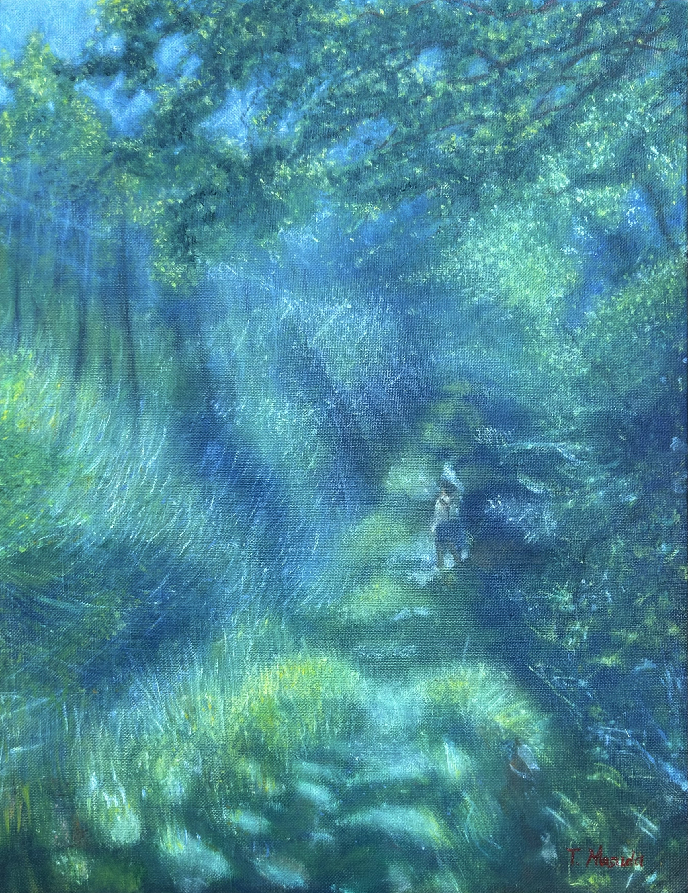 油彩画　(一般　男性　「ルノワール 森の小道 模写」)