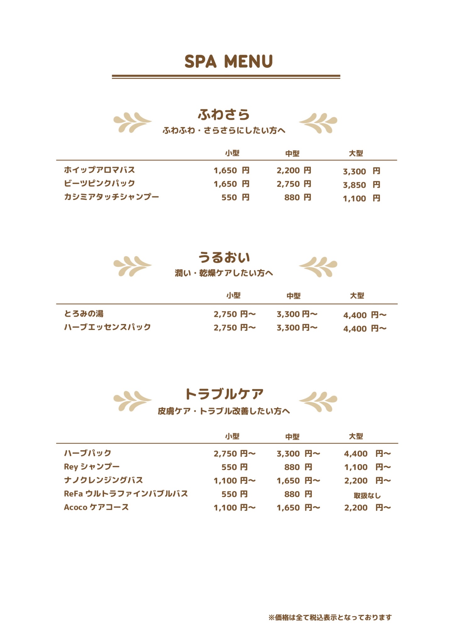 スパメニュー