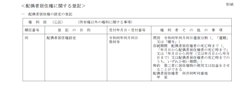 配偶者居住権設定の登記記録.png