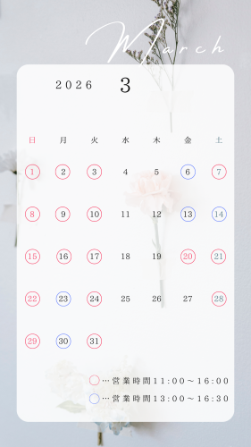 ナチュラル ミニマリスト 花 3月カレンダー 営業時間 ストーリー.png
