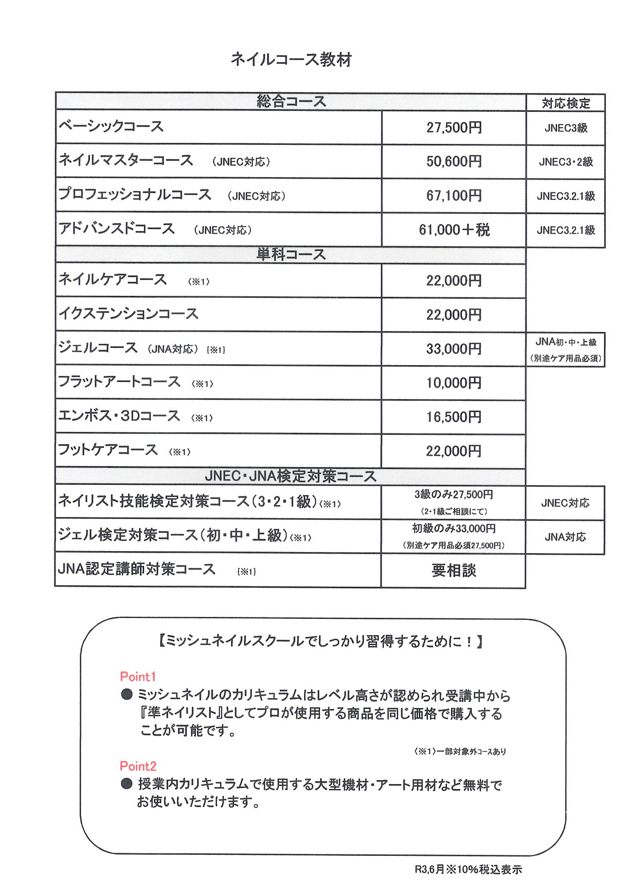 宇都宮ネイルサロン ネイルスクール ミッシュネイル Mish Nail 教材リスト